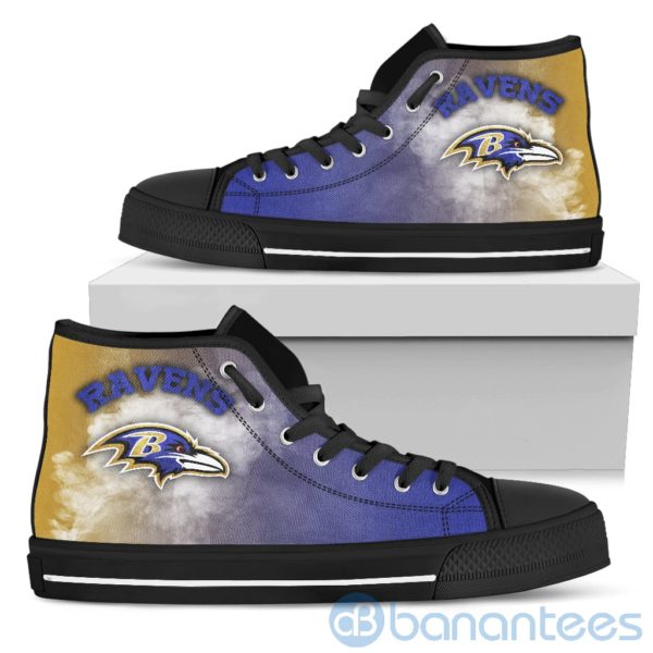 Simple Style White Smoke Baltimore Ravens High Top Shoes Product Photo
