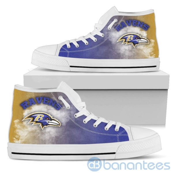 Simple Style White Smoke Baltimore Ravens High Top Shoes Product Photo