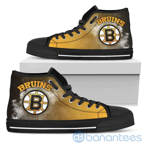 Simple Style White Smoke Boston Bruins High Top Shoes Product Photo