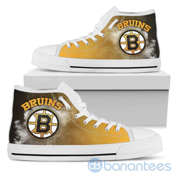 Simple Style White Smoke Boston Bruins High Top Shoes Product Photo