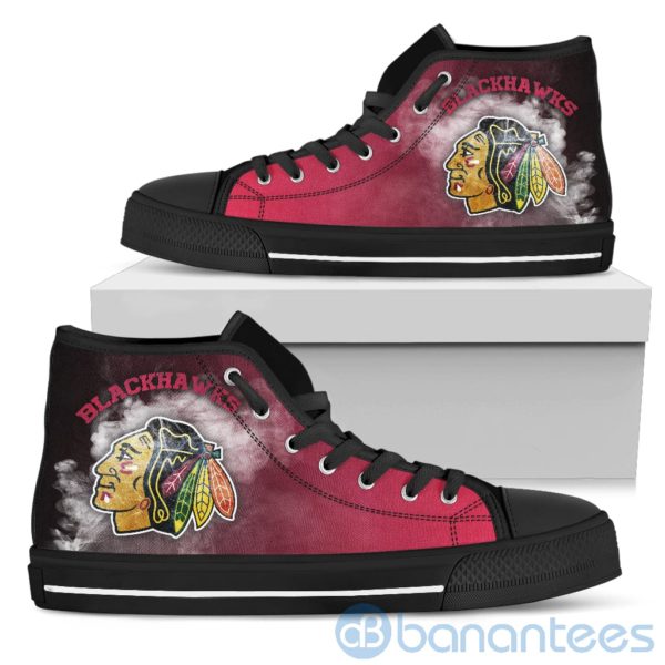 Simple Style White Smoke Chicago Blackhawks High Top Shoes Product Photo