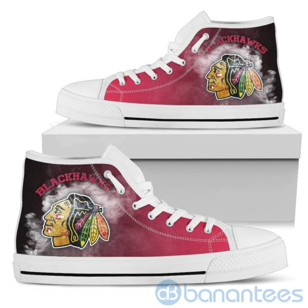 Simple Style White Smoke Chicago Blackhawks High Top Shoes Product Photo