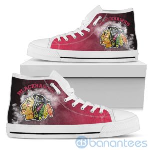 Simple Style White Smoke Chicago Blackhawks High Top Shoes Product Photo