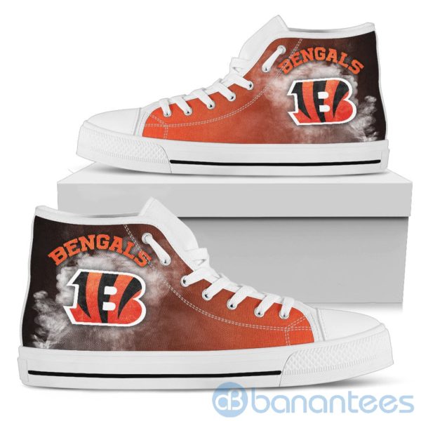 Simple Style White Smoke Cincinnati Bengals High Top Shoes Product Photo