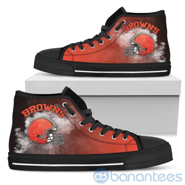 Simple Style White Smoke Cleveland Browns High Top Shoes Product Photo