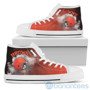 Simple Style White Smoke Cleveland Browns High Top Shoes Product Photo