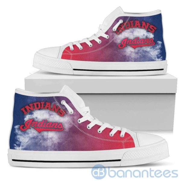 Simple Style White Smoke Cleveland Indians High Top Shoes Product Photo