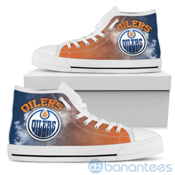 Simple Style White Smoke Edmonton Oilers High Top Shoes Product Photo