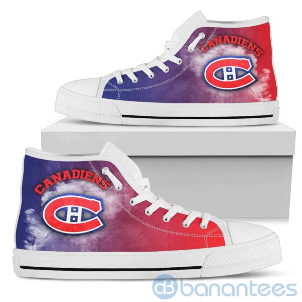 Simple Style White Smoke Montreal Canadiens High Top Shoes Product Photo