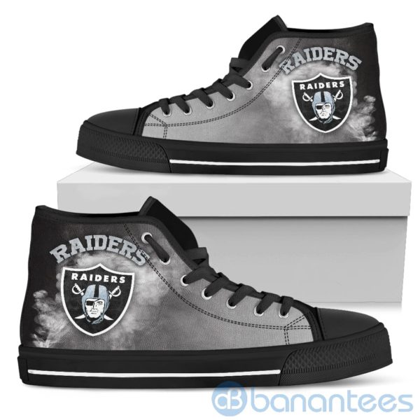 Simple Style White Smoke Oakland Raiders High Top Shoes Product Photo