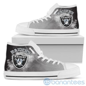 Simple Style White Smoke Oakland Raiders High Top Shoes Product Photo