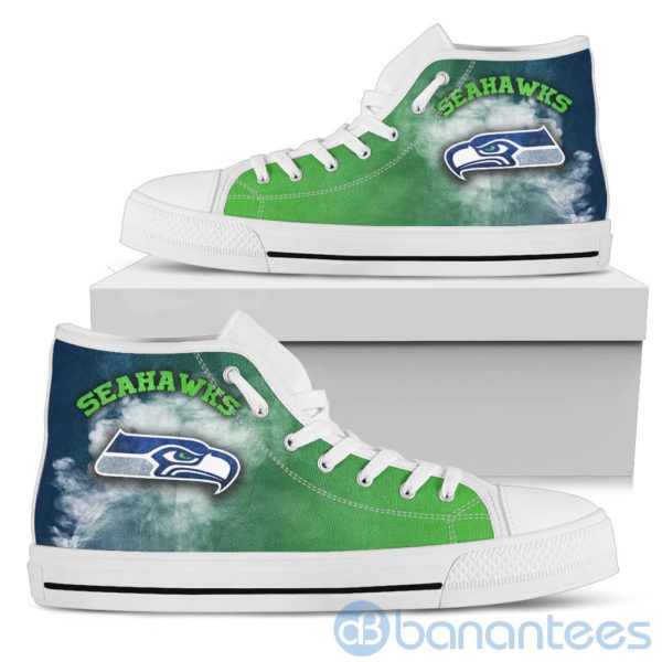 Simple Style White Smoke Seattle Seahawks High Top Shoes Product Photo