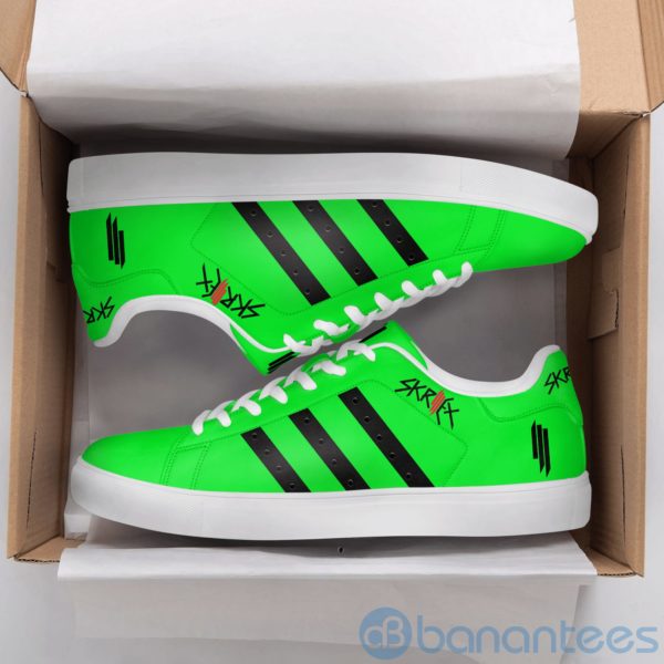 Skrillex Black Striped Green Low Top Skate Shoes Product Photo