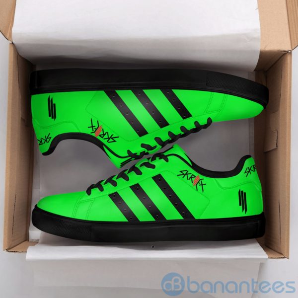 Skrillex Black Striped Green Low Top Skate Shoes Product Photo