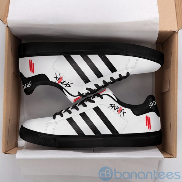 Skrillex Black Striped White Low Top Skate Shoes Product Photo