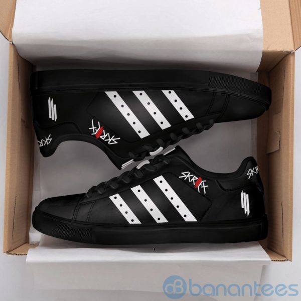 Skrillex White Striped Black Low Top Skate Shoes Product Photo