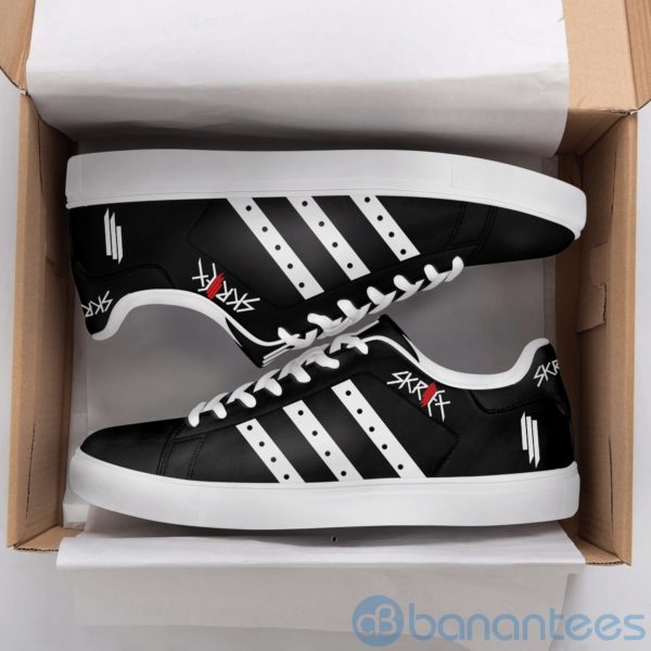Skrillex White Striped Black Low Top Skate Shoes Product Photo