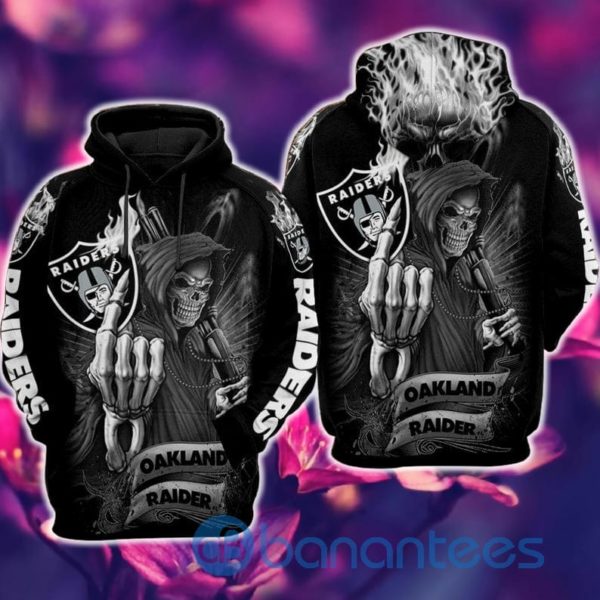 Skull Oakland Raiders Death Hunter Full Printed 3D Hoodie, Zip Hoodie Product Photo