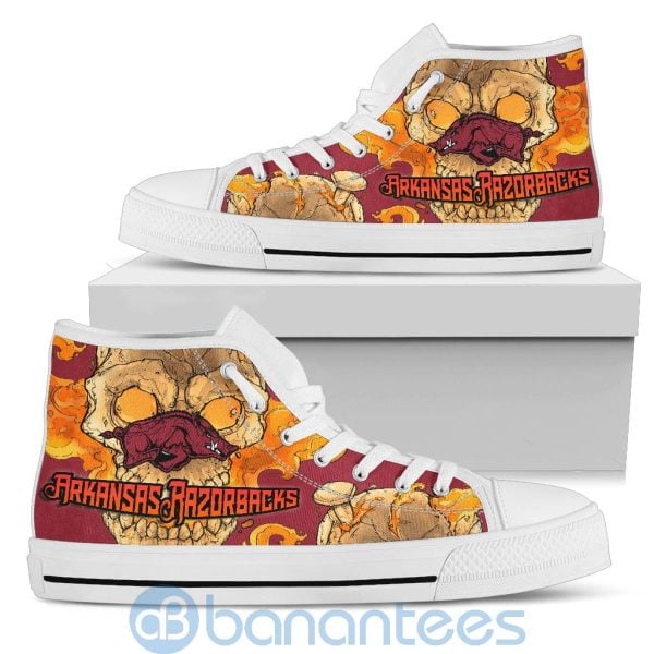 Skull Style Arkansas Razorbacks High Top Shoes Product Photo