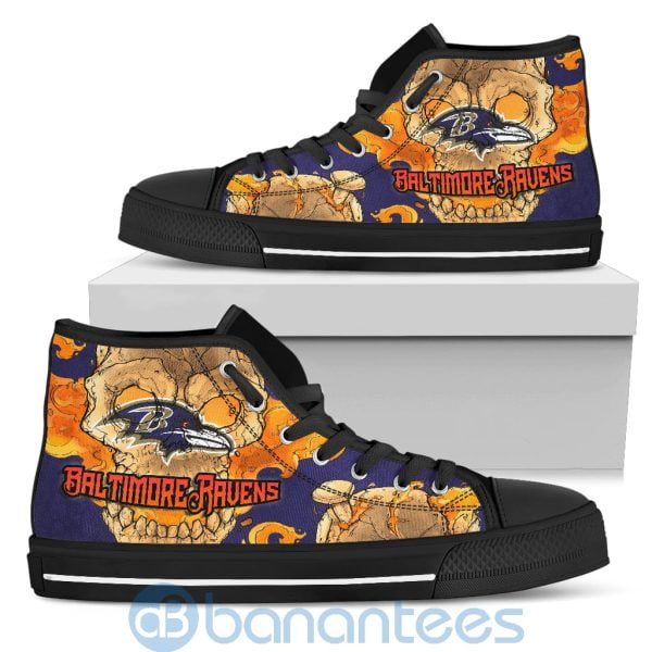 Skull Style Baltimore Ravens High Top Shoes Product Photo