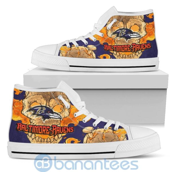Skull Style Baltimore Ravens High Top Shoes Product Photo