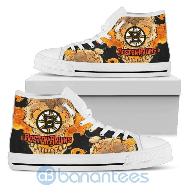 Skull Style Boston Bruins High Top Shoes Product Photo