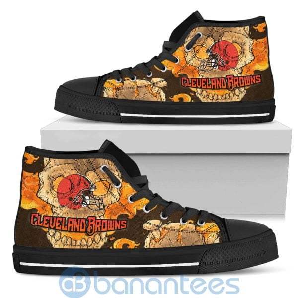 Skull Style Cleveland Browns High Top Shoes Product Photo