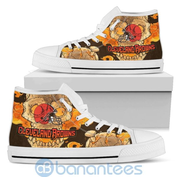 Skull Style Cleveland Browns High Top Shoes Product Photo