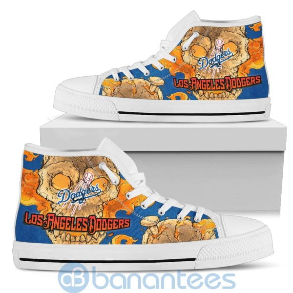 Skull Style Los Angeles Dodgers High Top Shoes Product Photo