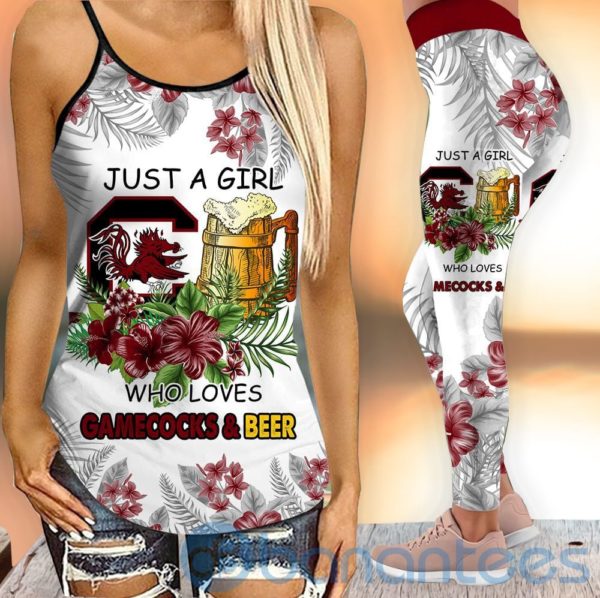 South Carolina Gamecocks Girl Leggings And Criss Cross Tank Top For Women Product Photo