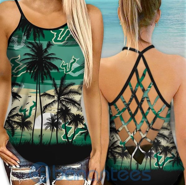 South Florida Bulls Sunset Leggings And Criss Cross Tank Top For Women Product Photo