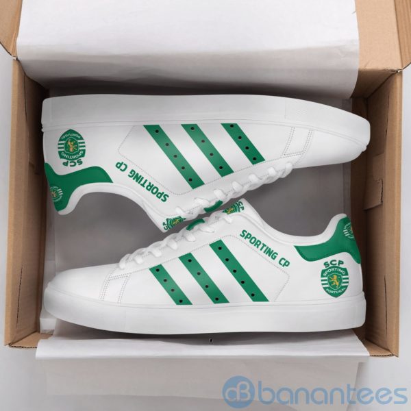 Sporting Cp Green Striped White Low Top Skate Shoes Product Photo