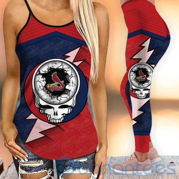 St Louis Cardinals Leggings And Criss Cross Tank Top For Women Product Photo