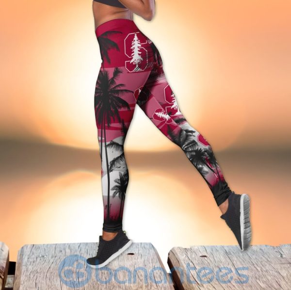 Stanford Cardinal Sunset Leggings And Criss Cross Tank Top For Women Product Photo