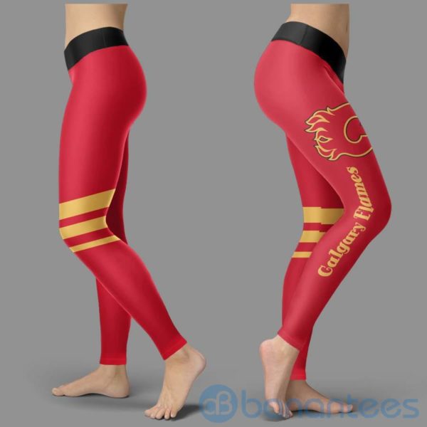 Striped Styple Calgary Flames Leggings For Women Product Photo