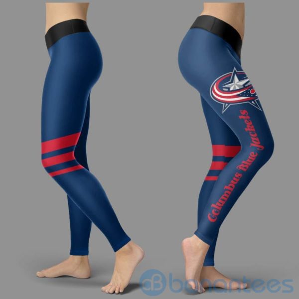 Striped Styple Columbus Blue Jackets Leggings For Women Product Photo