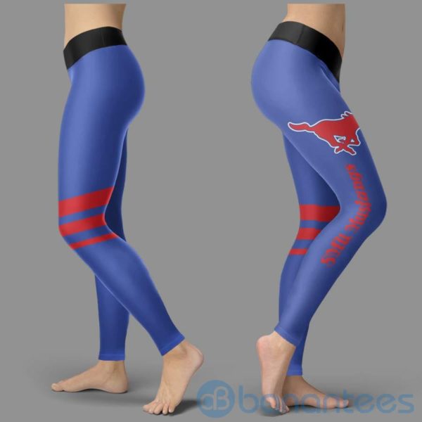 Striped Styple SMU Mustangs Leggings For Women Product Photo