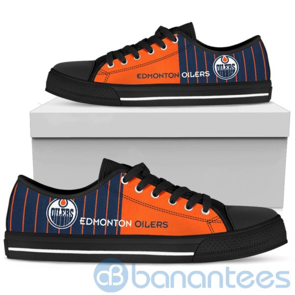 Stripes style For Fans Edmonton Oilers Fans Low Top Shoes Product Photo