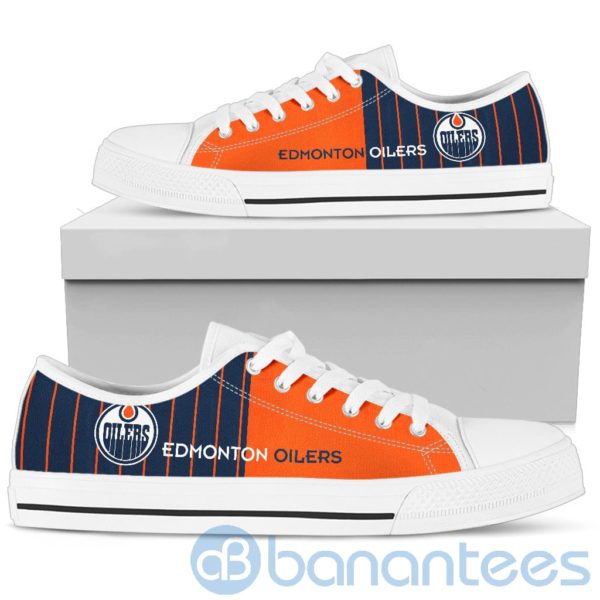 Stripes style For Fans Edmonton Oilers Fans Low Top Shoes Product Photo