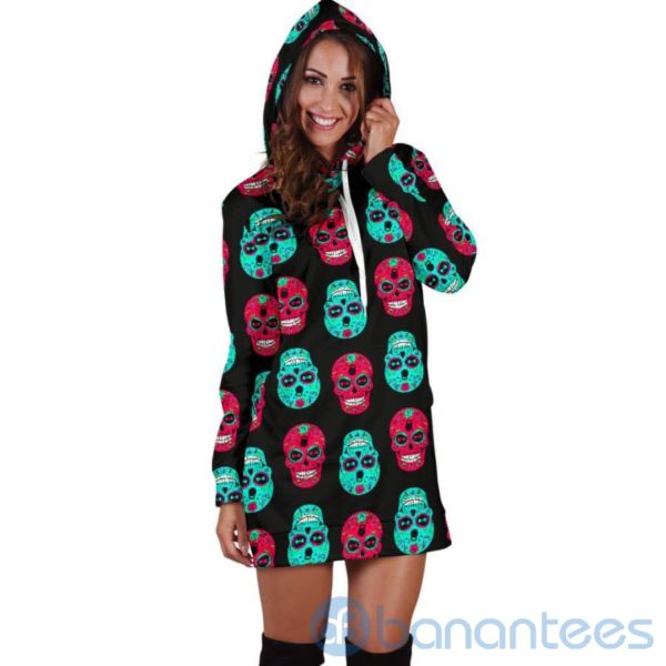 Sugar Skull Funny Skull Hoodie Dress For Women Product Photo