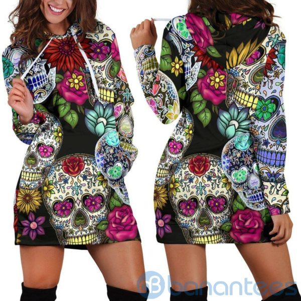 Sugar Skull Hoodie Dress For Women Product Photo