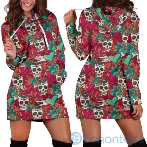 Sugar Skull Hoodie Dress For Women Product Photo