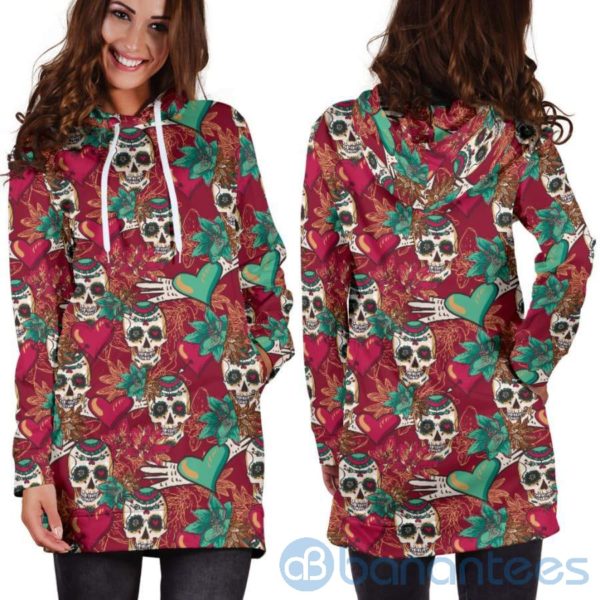 Sugar Skull Hoodie Dress For Women Product Photo