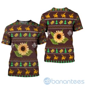 Sunflower Ugly Christmas All Over Printed 3D Shirt Product Photo