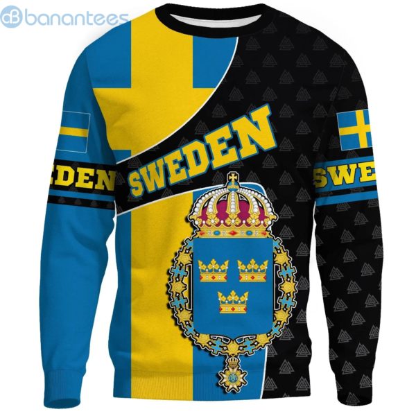 Sweden Flag and Valknut Symbols Yellow Black Blue All Over Printed 3D Sweatshirt Product Photo