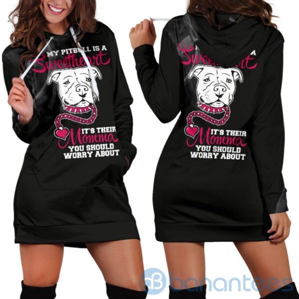 Sweetheart Pitbull Hoodie Dress For Women Product Photo