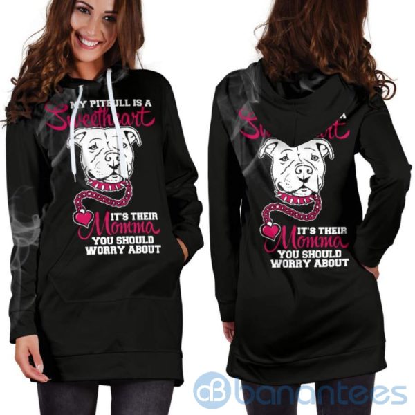 Sweetheart Pitbull Hoodie Dress For Women Product Photo