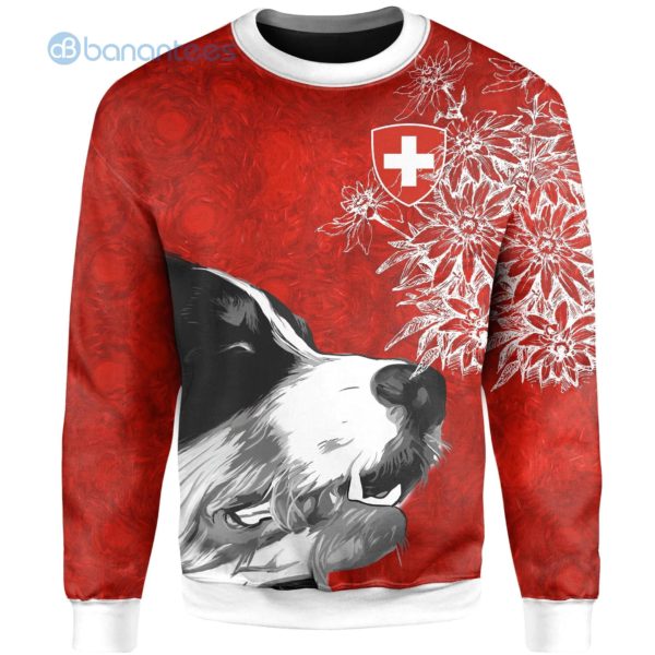 Switzerland Bernese Mountain Dog and Edelweiss All Over Printed 3D Sweatshirt Product Photo