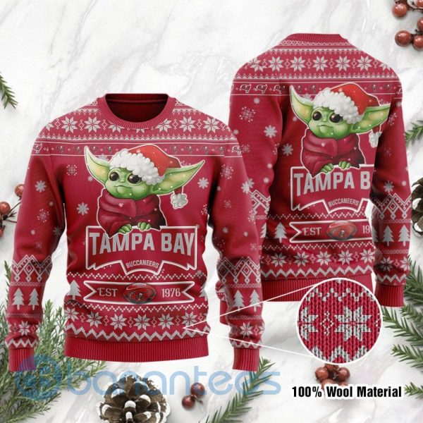 Tampa Bay Buccaneers Cute Baby Yoda Grogu Ugly Christmas 3D Sweater Product Photo
