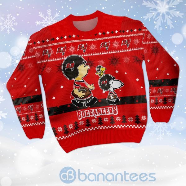 Tampa Bay Buccaneers Funny Charlie Brown Peanuts Snoopy Ugly Christmas 3D Sweater Product Photo